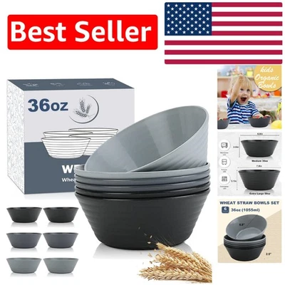 Elegante juego de tazones de pajita de trigo irrompibles de 6 piezas - apto para microondas y lavavajillas Foto 1 de 4