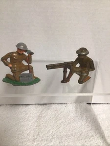 Ancien téléphone opérateur mitrailleur opérateur plomb soldat manoil Barclay WW1 - Photo 1/5