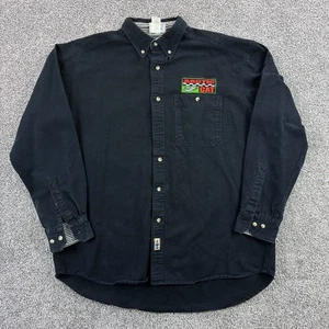 Vintage Arctic Cat Shirt Mens L Black Button Up Long Sleeve Canvas Snowmobile - Picture 1 of 5