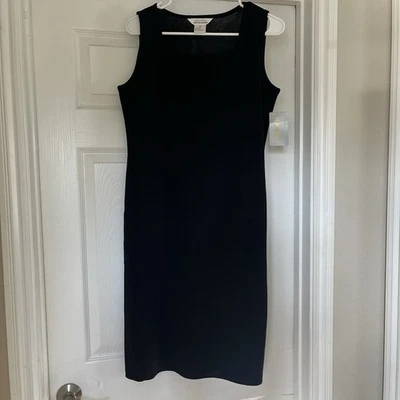 Exclusively MISOOK  Dress women’s size M black acrylic knit straight sheath - Image 1 of 4