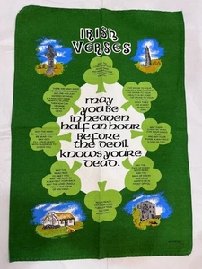 Keltisch - Irische Verse Sprüche Toasts Smaragdgrün Geschirrtuch 28" x 18" Leinen - Bild 1 von 6