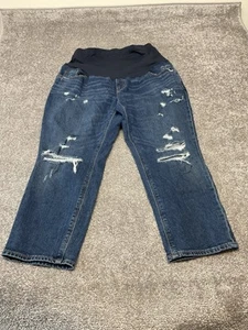 Old Navy Women's distressed Boyfriend style Maternity full panel jeans pants 16 - Picture 1 of 9