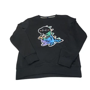 Casual Crewneck Cartoon Dinosaur Graphic graffiti Pullover Sweatshirt Sz XSMALL - Picture 1 of 8