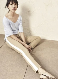 Banana Republic Gr-4P Sloan Sport Slim Ankle Hose Khaki/Weiß Streifen Bi-Stretch - Bild 1 von 9