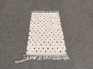 Moroccan Wool Berber Rug | Colorful Dot Handmade Carpet 3.4 x 5.3 ft Boho Style - Picture 1 of 10