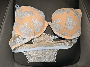 Victoria's Secret PINK 32C BH Frontverschluss gepolstert Push Up Bügel Blumen Spitze - Bild 1 von 5