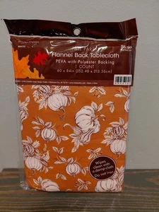 Mantel trasero de franela de vinilo de polietileno calabazas 60 x 84 pulgadas - Imagen 1 de 4