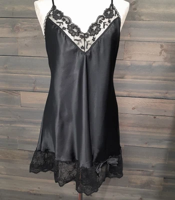 Lencería Undercover Wear para mujer L negra Babydoll líquido satinado encaje EE. UU. De colección Y2K Foto 1 de 4