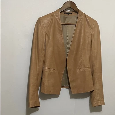 Theory Tan Lambskin Leather Women's Jacket Sz 2 - Image 1 of 4