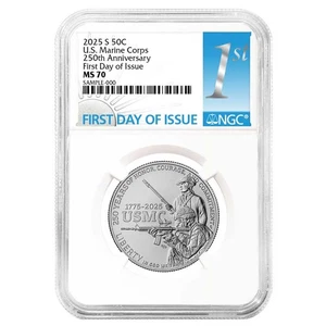2025-S UNC Clad 50c U.S. Marine Corps 250th Anniversary Commemorative NGC MS70 - Picture 1 of 3