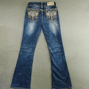 Grace In La Jeans Little Girls 10 Stretch Denim Western Bootcut Dark Wash 22x26 - Picture 1 of 11
