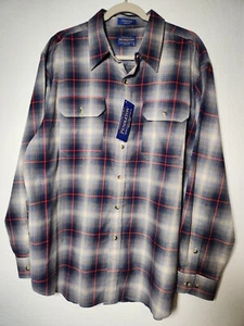 Pendelton Mens Pioneer Shirt Plaid Blue/Red/White Cotton Wool Blend Size XL - Picture 1 of 5