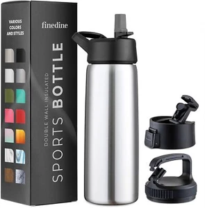 Triple-Insulated Stainless Steel Water Bottles with Straw 25 Oz Reusable Insu... - Picture 1 of 9