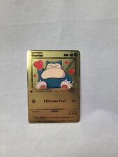 Snorlax I Choose You Love Heart Valentine Gold Metal Card- Brand new