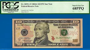 2004A $10 Federal Reserve Note PCGS 68PPQ 2nd highest graded star Fr 2039-L* - Picture 1 of 3