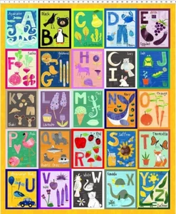 36" X 44" Panel ABC's of Color Alphabet Kids Cotton Fabric Panel D583.83 - Picture 1 of 1