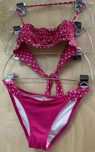 VICTORIA’S SECRET HOT PINK POLKA DOT BIKINI SIZE S W/OPTIONAL NECK STRAP - Picture 1 of 7