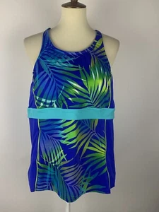 Tankini Lands End para mujer talla 18 hojas azules acolchado corredor espalda natación top playa - Imagen 1 de 11