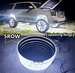 JHB 15.5" 5ROW PURE WHITE Illuminated LED Wheel Rings Lights Set of 4(Metal) - Picture 1 of 15