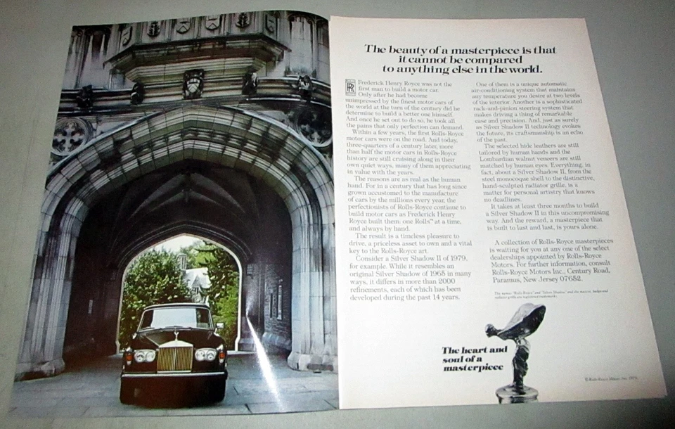 1979 年劳斯莱斯银色阴影原装 2 页彩色打印广告 — 第 1/1 张图片