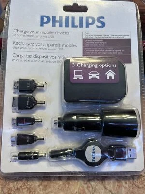CARREGADOR MULTIFUNCIONAL PHILIPS USB DISPOSITIVO MÓVEL MULTIMARCA CARRO E CASA - Imagem 1 de 2