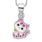 Pendentif charme collier chat multicolore argent sterling 925