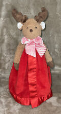 Bearington Baby Collection Brown & Red Reindeer Security Blanket Lovey 18" GUC
