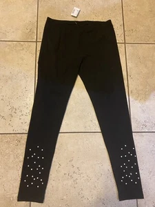 NWT Girls 16 XXL Black Studded Pearl Embellished Cotton Leggings Childrens Place - Picture 1 of 6