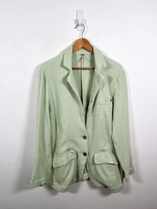 Free People Blazer Small Like A Cloud Green Waffle Knit Jacket Pastel Free-Est - Picture 1 of 11