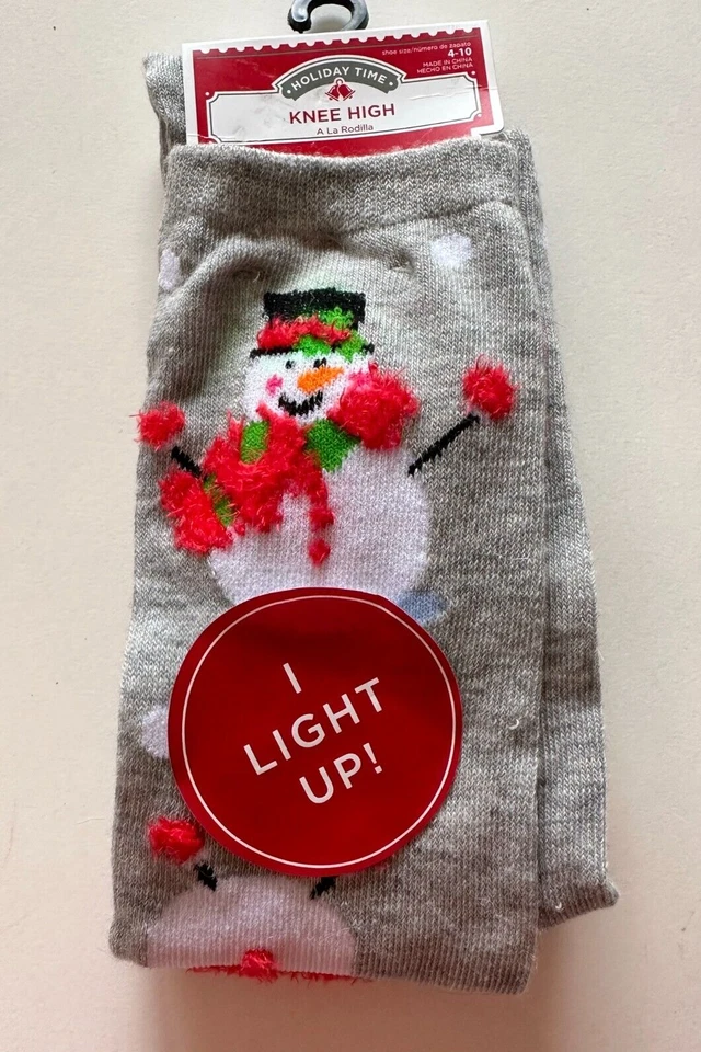 Meias femininas Holiday Time altura do joelho iluminado tamanho 4-10 meia Stuffer - Imagem 1 de 1