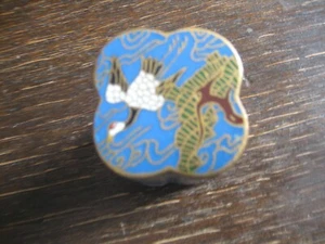 zauberhafte Dose Döschen Cloisonnée Emaille China 60er Jahre Kraniche blau - Picture 1 of 5