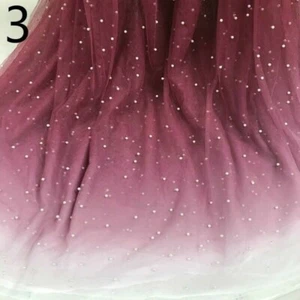 Beads Mesh Fabric Tulle Gradient Sheer Cloth for Dress DIY Sewing Craft New - Picture 1 of 25