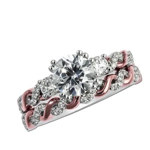 1.50 Ct Round Cut Moissanite Wedding Bridal Band Set Real 950 Platinum Size 4.5 - Picture 1 of 6