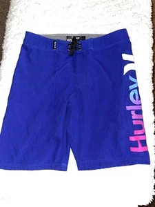 HURLEY Boys Blue Logo Board Shorts Sz. 10/25. Fantastic Pair - Picture 1 of 8