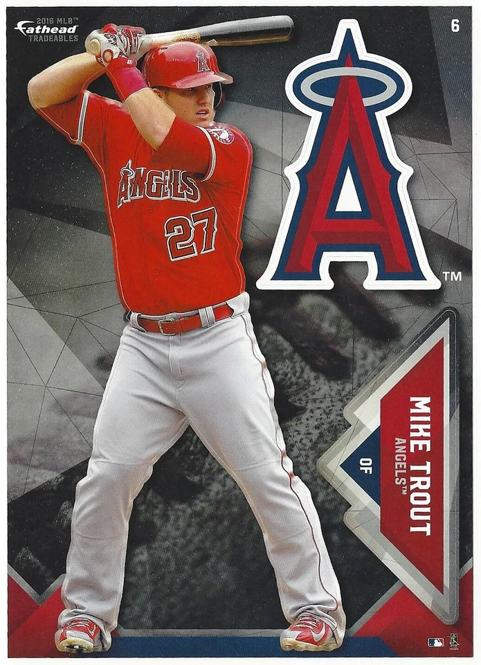 MIKE TROUT FATHEAD TRADEABLES LOS ANGELES ANGELS LOGO REMOVEABLE DECAL 2016 #6 - Image 1 of 3