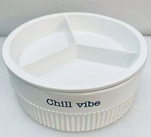 Mud Pie Triple Dip Divided Chiller 4" H x 10" W Diameter Round White Color EUC - Picture 1 of 11