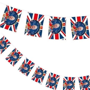 Union Jack Kings Charles Coronation Flag Bunting 80th VE Day Decoration - Picture 1 of 8