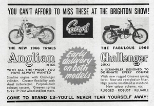 1966 Greeves Anglian & Challenger Motorcycle Original Print Ad - Bild 1 von 1