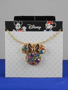 Disney Tono Dorado Moda MULTI PIEDRA MINNIE MOUSE Colgante 18" Collar $70 - Imagen 1 de 2