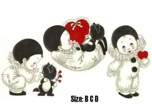 Pierrot Clowns Overglaze Keramik Aufkleber - Bild 1 von 1