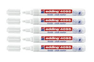 5 x Edding Kreidemarker 4095 Kreidestift Fenster Sprühkreide, weiß, 2-3 mm - Bild 1 von 9