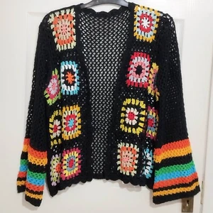 Handmade Crochet Cardigan, Granny Square, Vintage/Retro, Hippie Boho, Summer Top - Picture 1 of 13