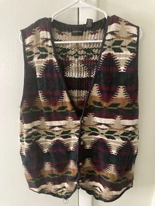 Structure Vintage Sweater Vest Size XL Ramie Cotton Blend Southwestern Aztec - Picture 1 of 9