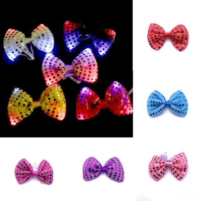 Necktie LED Mens Bow Tie Sequins Bowtie Wedding Party Lights Flashing Light - Image 1 of 4