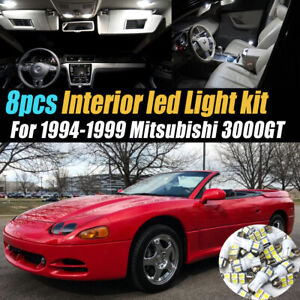 8Pc Super White Car Interior LED Light Bulb Kit for 1994-1999 Mitsubishi 3000GT