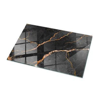 Tischplatte Rechteckig Glasplatte Glasscheibe ESG Marmormuster mit Adern 100x70 - Bild 1 von 4