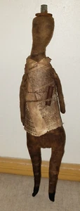 HAND CRAFTED PRIMITIVE FOLK ART STYLE LINEN OIL CLOTH FABRIC FIGURE - Picture 1 of 13