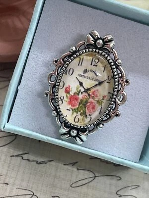 Silber Rosa Rose Viktorianische Uhr Neu Pinky Mom Renaissance Geschenk Ring Verstellbar - Bild 1 von 4
