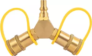 RV Camper Propane Quick Connect Y Splitter Adapter For Hose Connector BBQ Grill - Picture 1 of 12