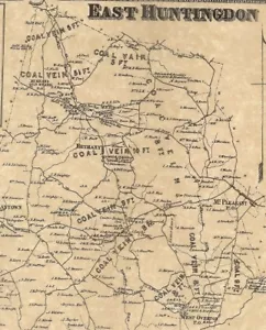 East Huntingdon Scottdale Ruffs Dale Tarrs PA 1867 Mapa de los propietarios nombres mostrados - Imagen 1 de 1